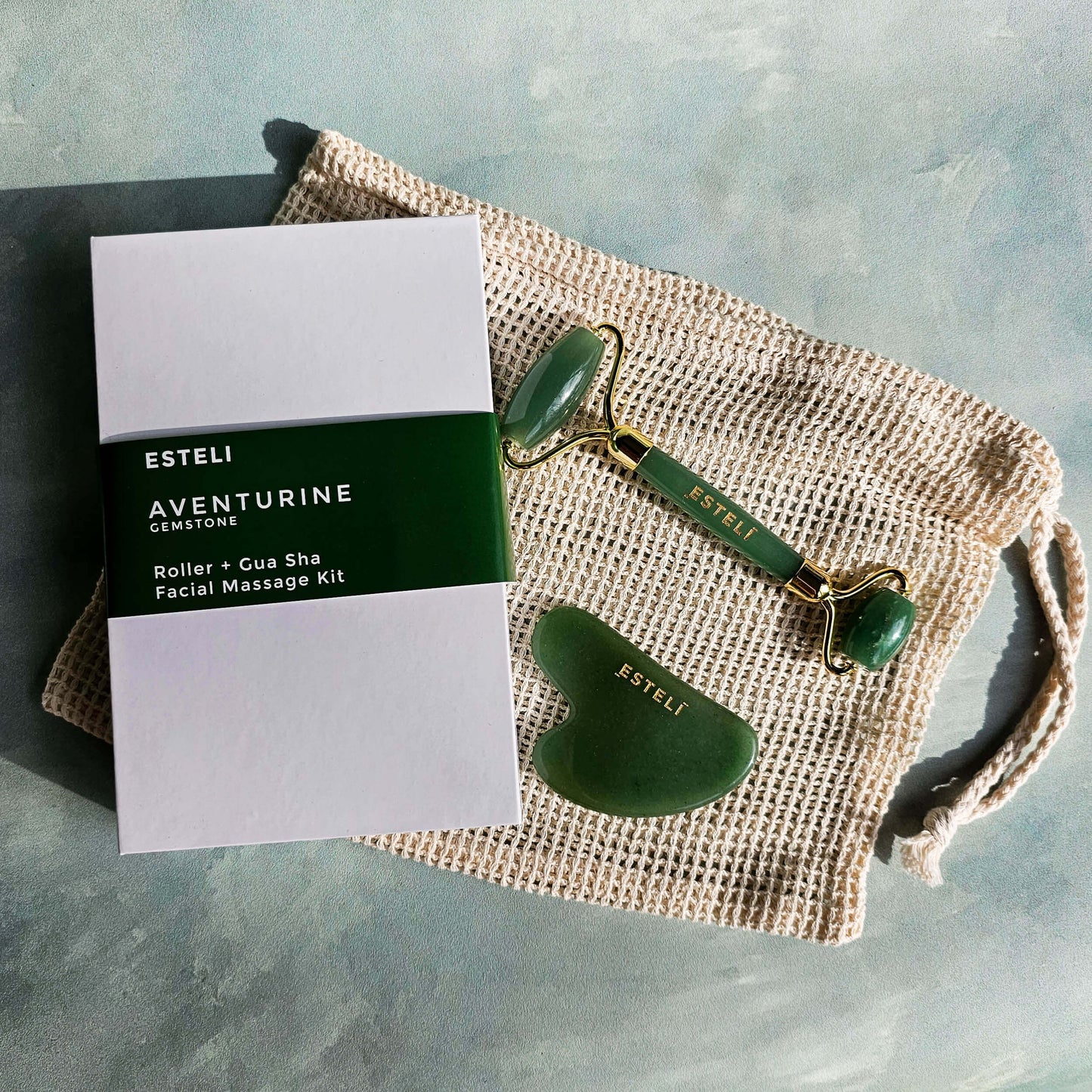 Green Aventurine Roller & Gua Sha Set