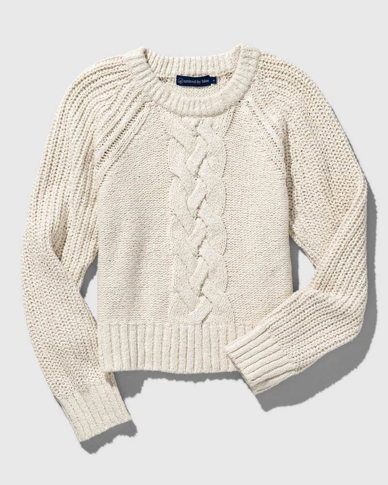 Recycled Cotton Cable Crew Sweater by United By Blue