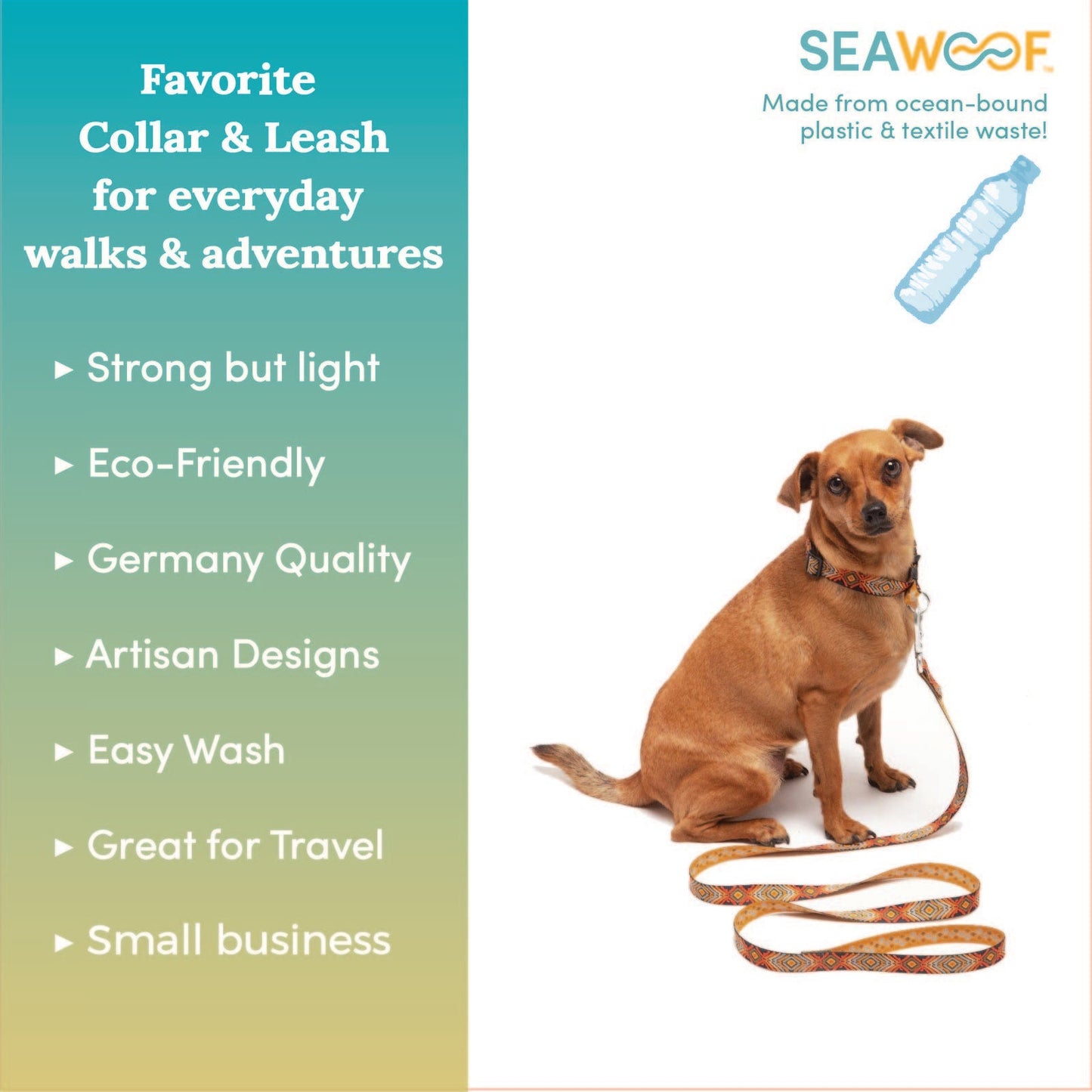 Seawoof Dog Leash Aztec Diamond Print