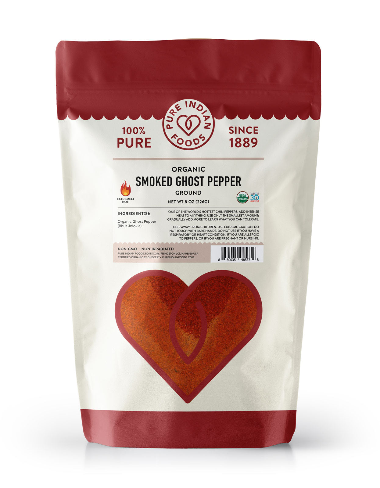 Ghost Pepper (Smoked Bhut Jolokia) Ground, Certified Organic