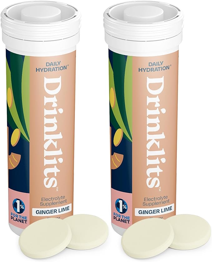 Ginger-Lime Hydration Electrolyte Tablets (2) Tube Bundle With Organic Ginger