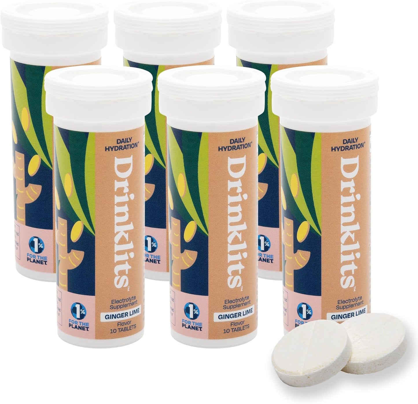 Ginger Lime Best Electrolyte Sports Drink Tablets (6) Tube Bundle
