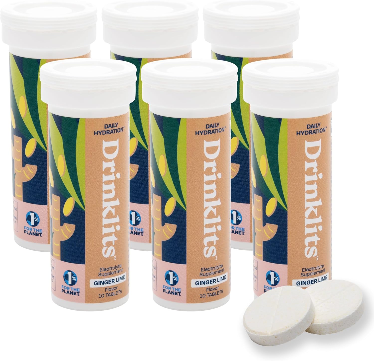 Ginger Lime Best Electrolyte Sports Drink Tablets (6) Tube Bundle