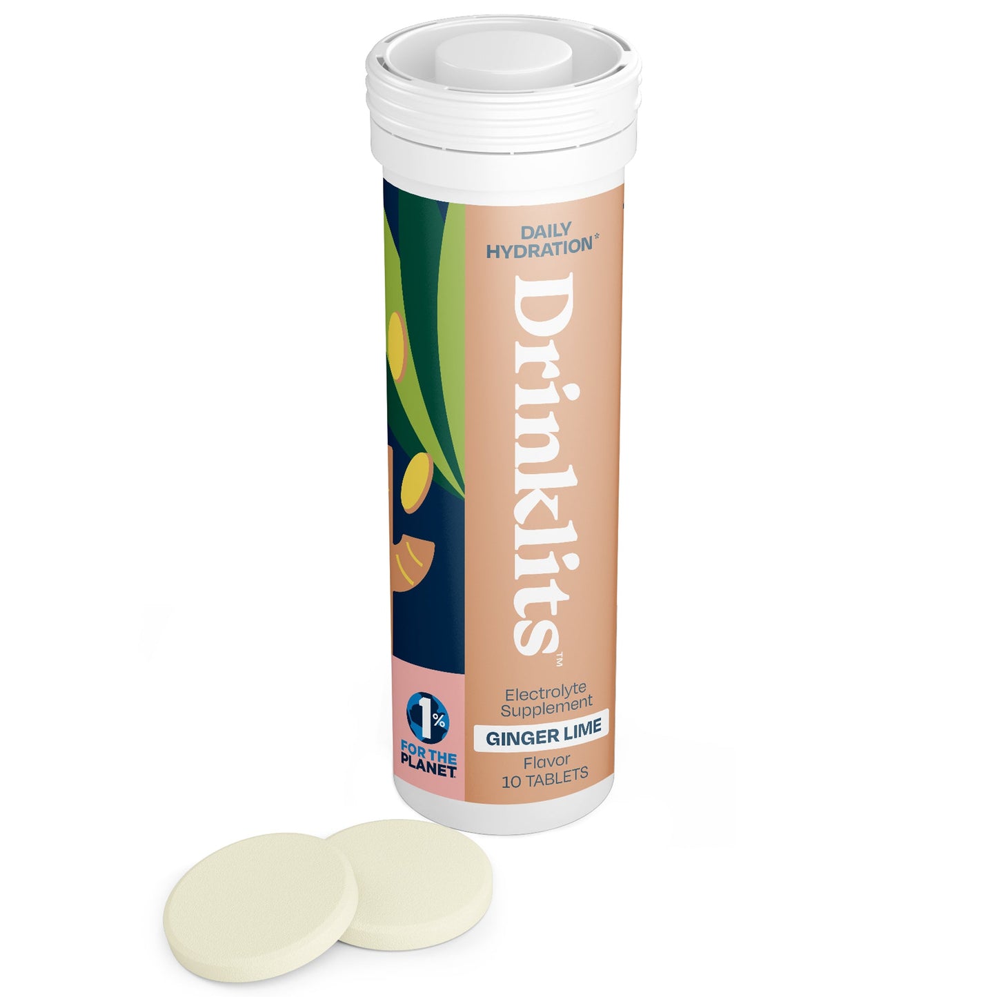 GINGER-LIME Electrolyte Tablets for Daily Hydration by Drinklits