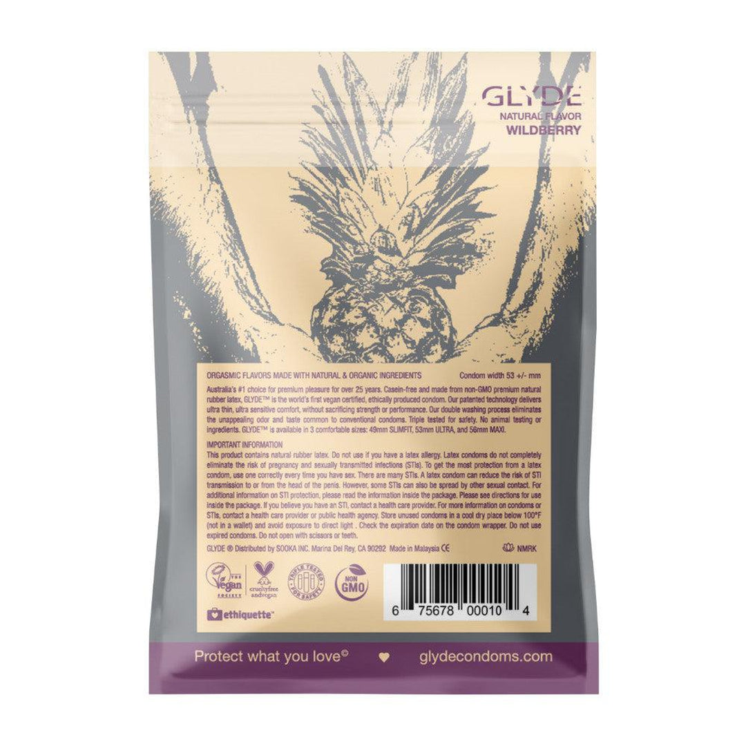 Glyde Ultra Organic Wildberry Flavored Vegan Condoms