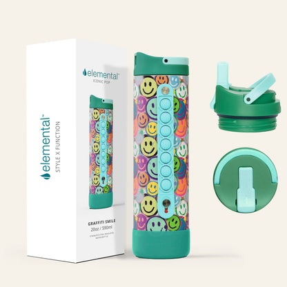 Iconic 20oz Pop Fidget Bottle - Graffiti Smile