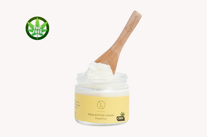 Grapefruit Shea Butter Body Cream with CBD, Shea Body Lotion (THC free)