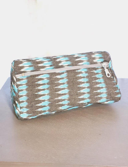 Grey Teal Ikat Toiletry Bag by Passion Lilie