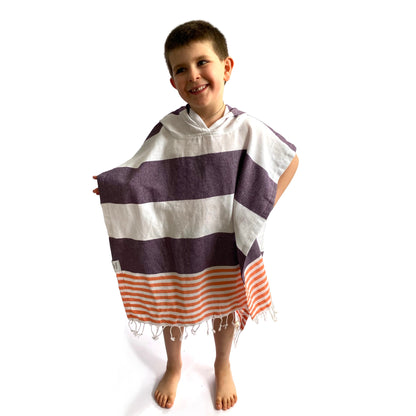 Veracruz Hooded Poncho Towel - Purple by Hilana Upcycled Cotton