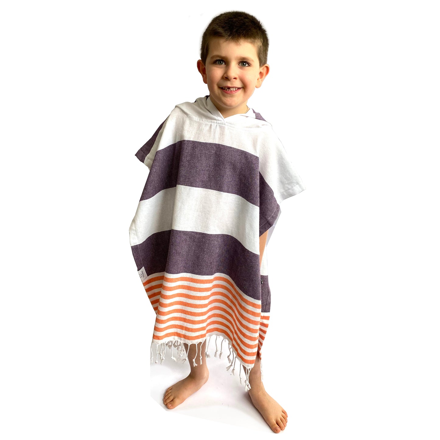 Veracruz Hooded Poncho Towel - Purple by Hilana Upcycled Cotton