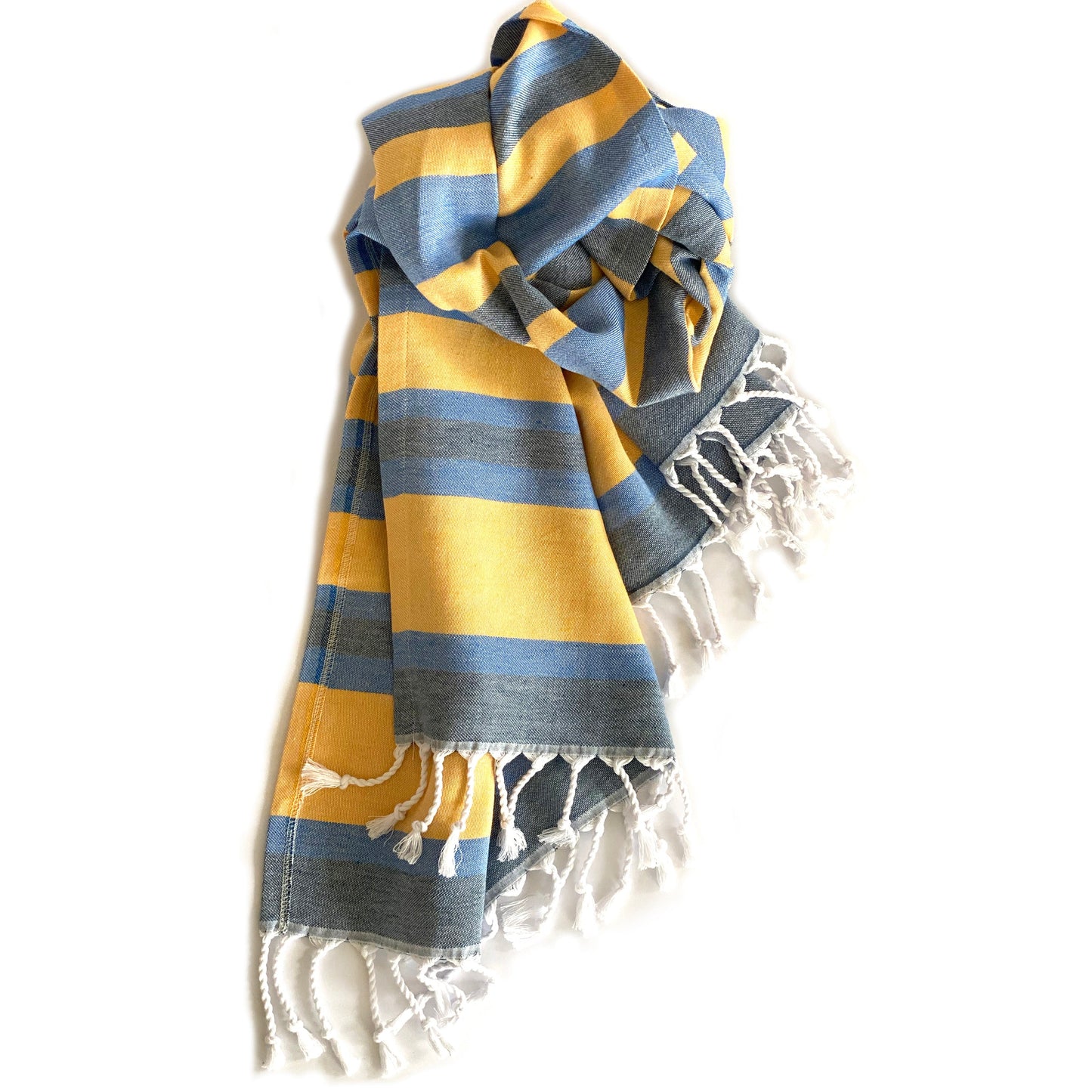 Samara Blue & Yellow Turkish Towel by Hilana Upcycled Cotton