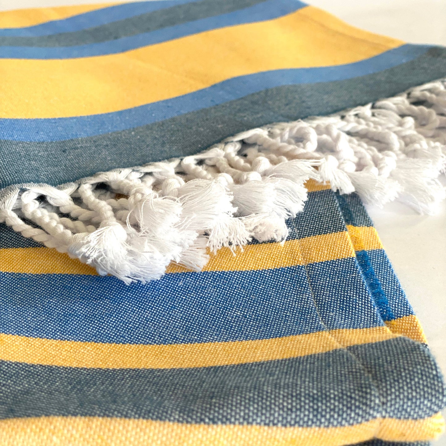 Samara Blue & Yellow Turkish Towel by Hilana Upcycled Cotton