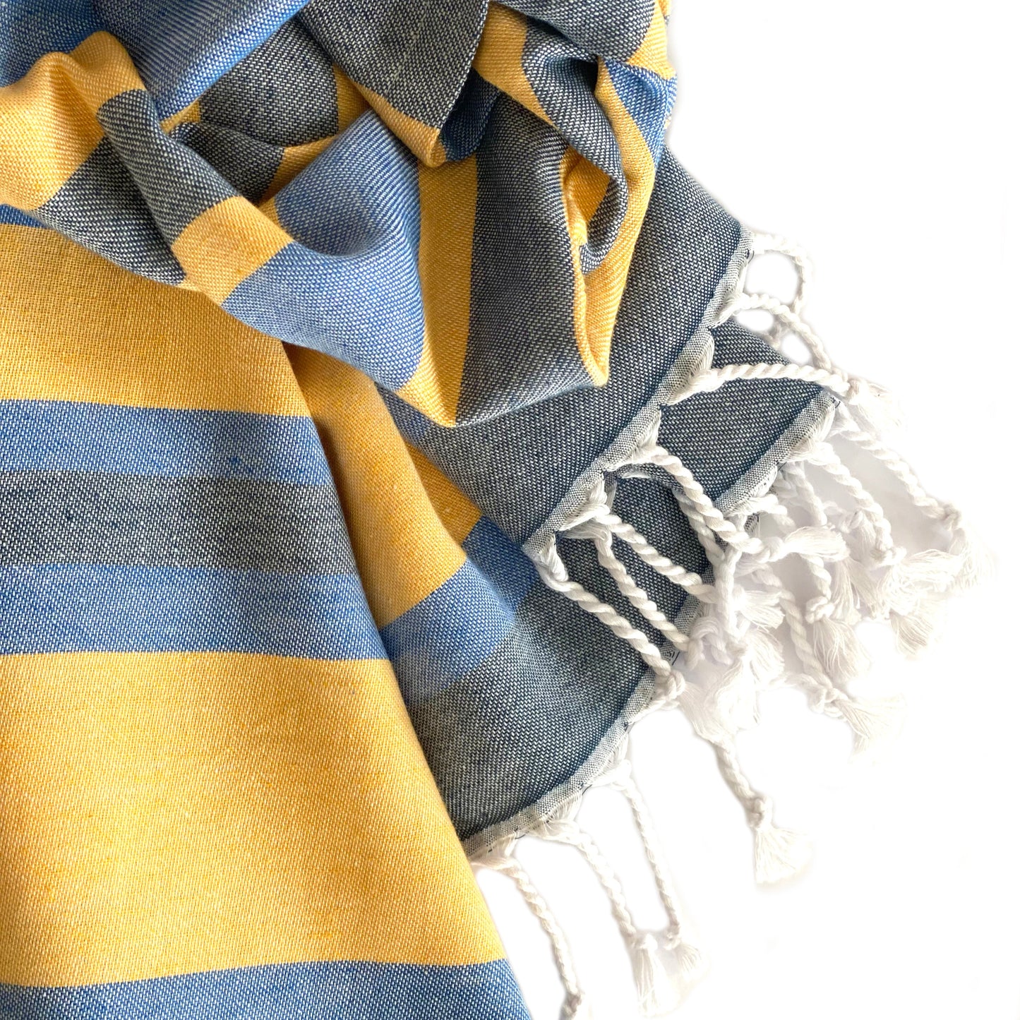 Samara Blue & Yellow Turkish Towel by Hilana Upcycled Cotton