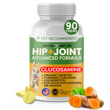 Hip & Joint Advanced Formula - 90 Mobility & Dog Joint Pain Relief Chews - Glucosamine, Chondroitin, MSM, & Turmeric for Superior Joint Health