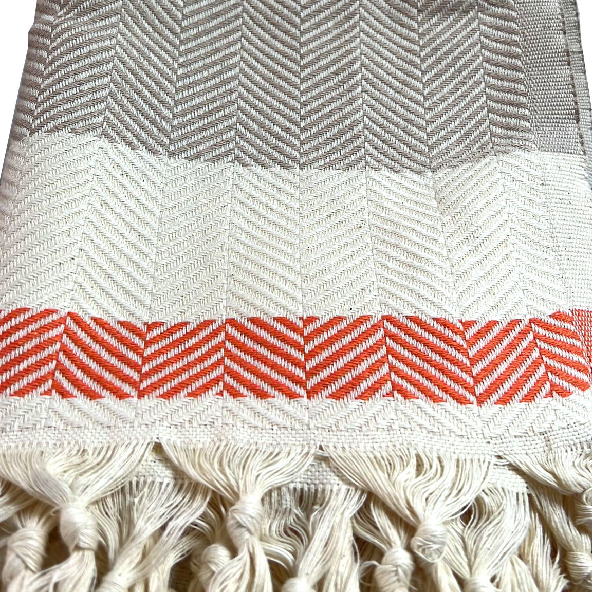 Pipa Sustainable Hand-loomed Throw Blanket - Beige by Hilana Upcycled Cotton