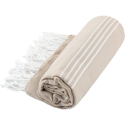 Pure Series Sustainable Turkish Towel Beige by Hilana Upcycled Cotton