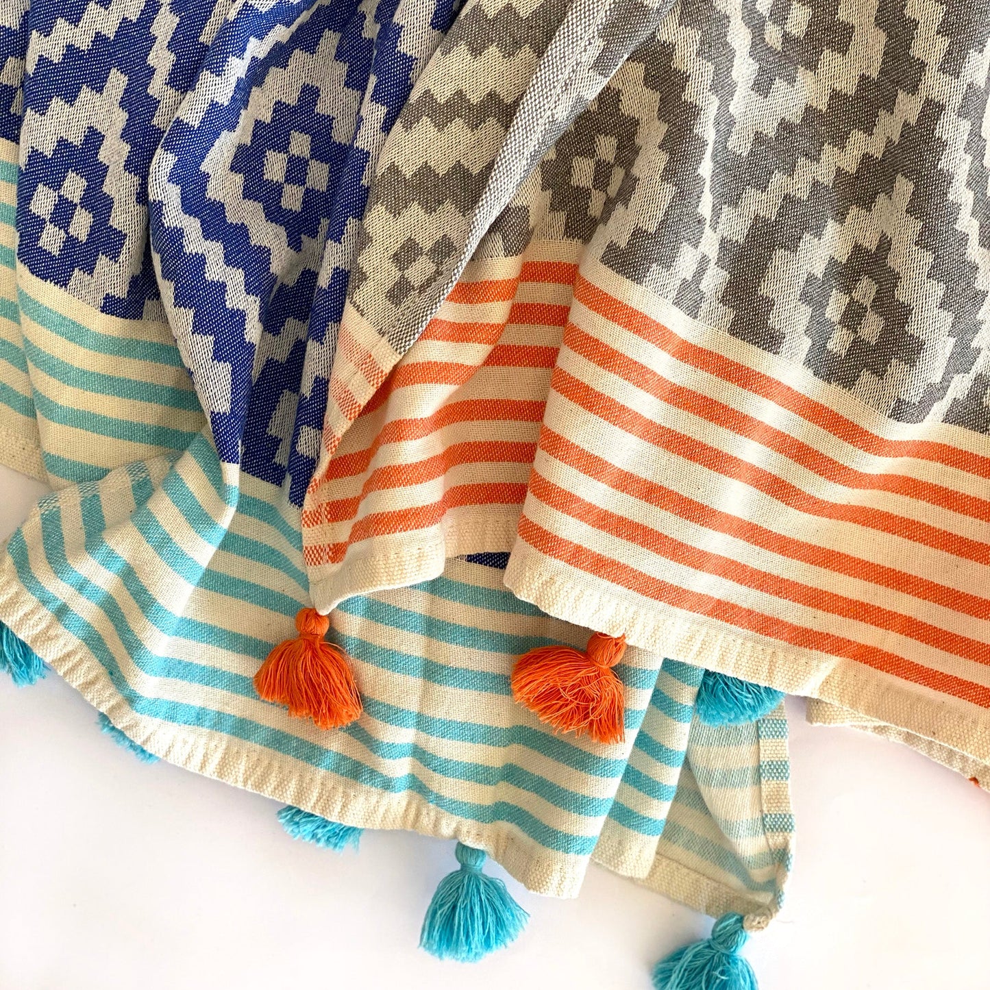 Merida Turkish Towel / Blanket - Blue by Hilana Upcycled Cotton