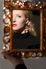 Golden Wood Geometric Earrings by Upavim Crafts