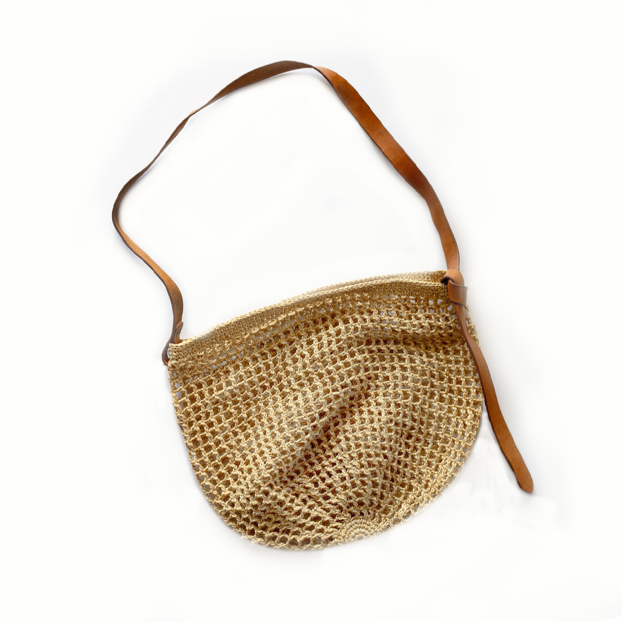 Maria Woven Market Bag | Leather Strap by Made by Minga