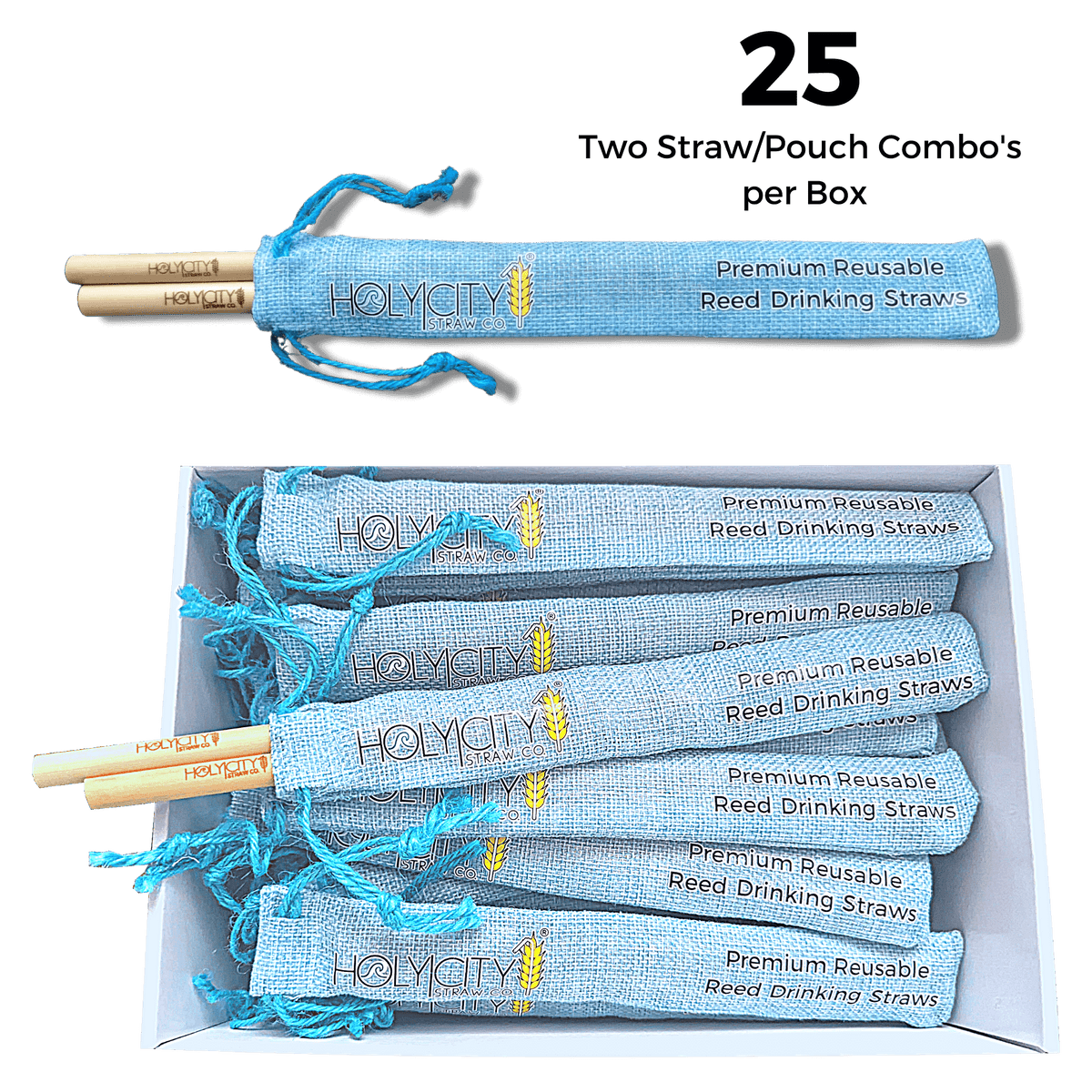 Tall Reed Straw/Pouch Combo | Inner Pack | 25ct. by Holy City Straw Company