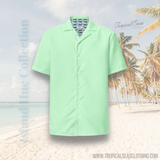 Stylish Mint Green Performance Camp Shirt | Recycled Polyester, Gift for Him, Pulls 2 Pounds of Ocean Plastic