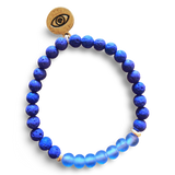 Evil Eye Protection Blue Lava Rock and Frosted Blue Glass Bracelet by The Urban Charm