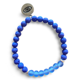 Evil Eye Protection Blue Lava Rock and Frosted Blue Glass Bracelet by The Urban Charm