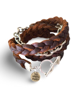 Brown Braided Four Wrap Genuine Leather Bracelet by The Urban Charm