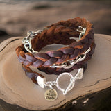 Brown Braided Four Wrap Genuine Leather Bracelet by The Urban Charm