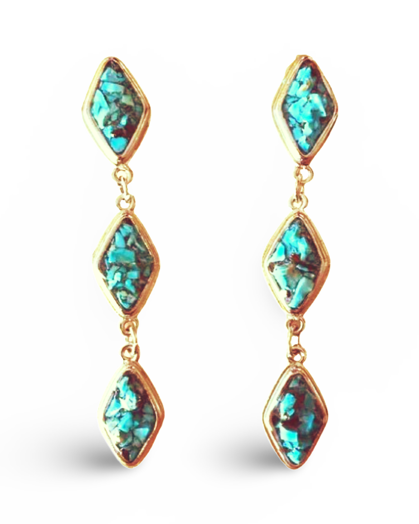 Natural Turquoise and Silver Tier Drop Earrings by The Urban Charm by The Urban Charm