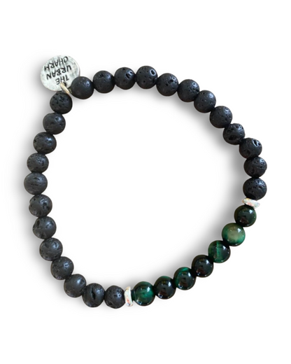 Black Lava Rock with Green Tiger's Eye Bracelet by The Urban Charm