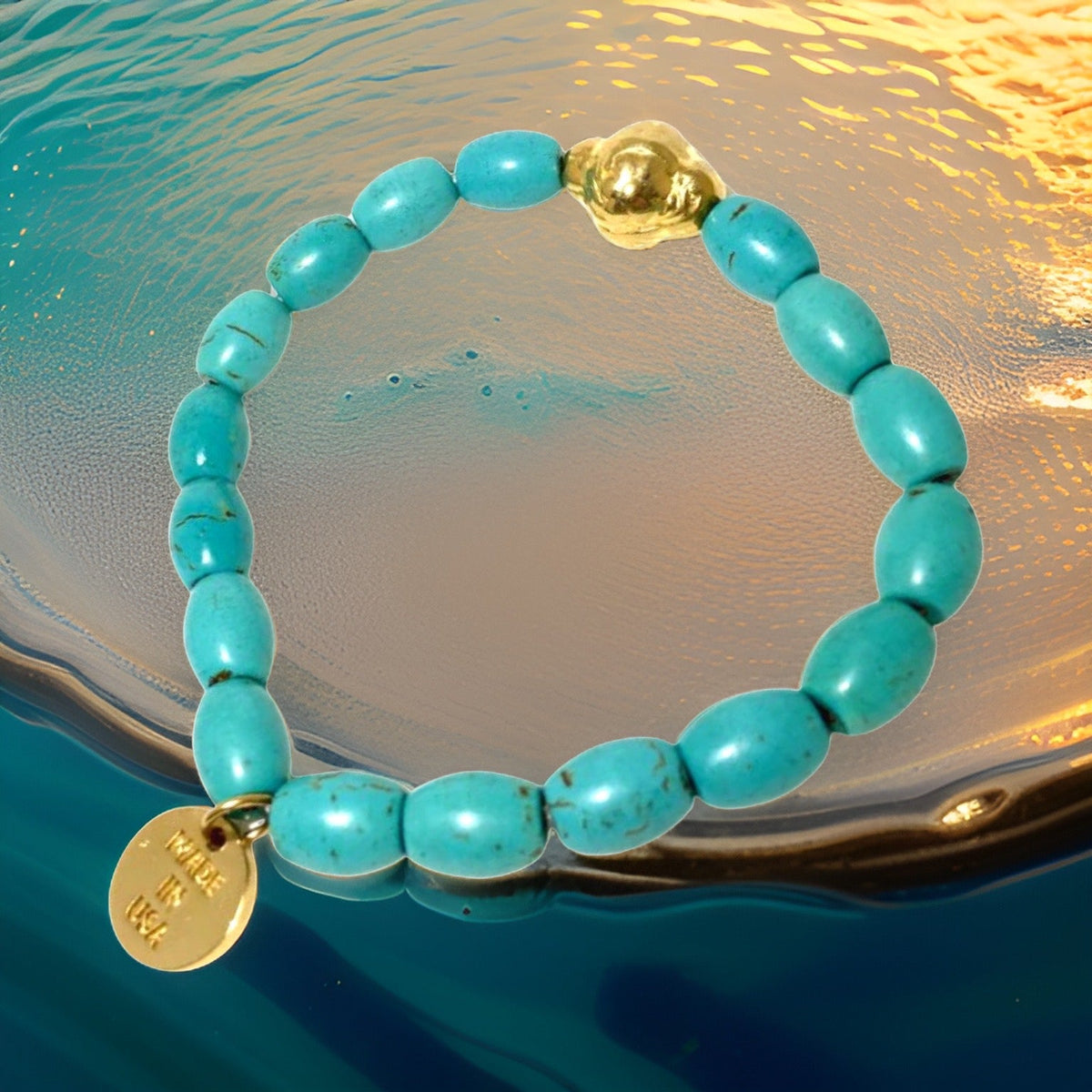 Natural Turquoise Healing Mantra Bracelet by The Urban Charm