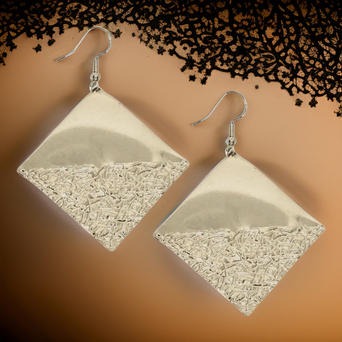 Diamond Shaped Textured Tulum Earrings by The Urban Charm by The Urban Charm