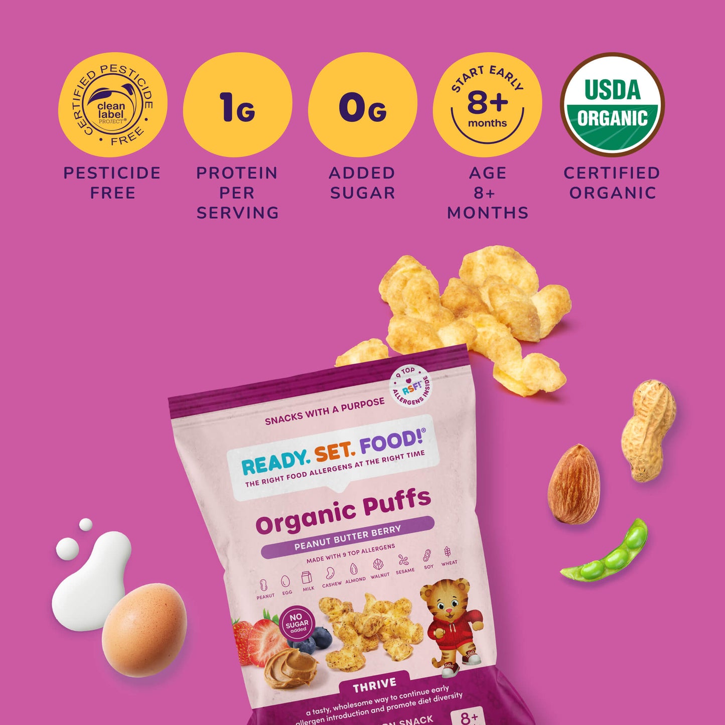 Organic Puffs - Daniel Tiger Peanut Butter Berry