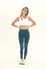 Seaav Sustainable Activewear High-Rise Mesh Legging with Pockets in Pacific Blue 5