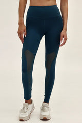 Seaav Sustainable Activewear High-Rise Mesh Legging with Pockets in Pacific Blue 2