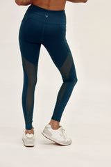 Seaav Sustainable Activewear High-Rise Mesh Legging with Pockets in Pacific Blue 3