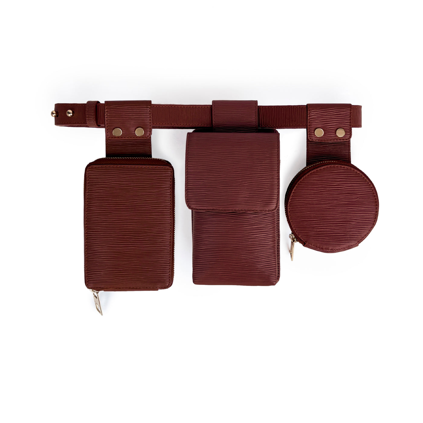 Alex Belt Bag Triad in Wine by Naissant NYC