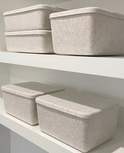 The Sculpted Bin - Wide with Lid | Set of 3