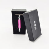 Dural Heavy Stroud Head Double Edge Safety Razor Duty Pink/Silver + Pouch