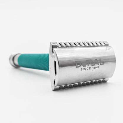 Dural Heavy Stroud Head Double Edge Safety Razor Duty Sea Green/Silver + Pouch