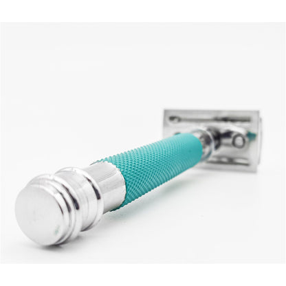 Dural Heavy Stroud Head Double Edge Safety Razor Duty Sea Green/Silver + Pouch