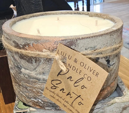 Signature Concrete Candle - Round Hand painted Concrete Candle