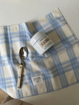 Retro Pastel Blue Checker Placemat for Dopamine Table Setting