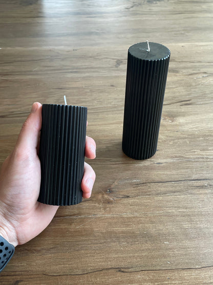 Ribbed Pillar Candle