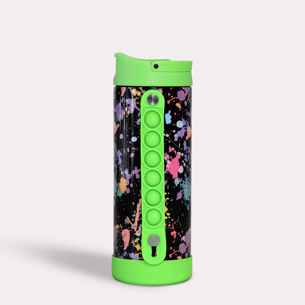 Iconic 14oz Pop Fidget Bottle - Green Paint Splatter