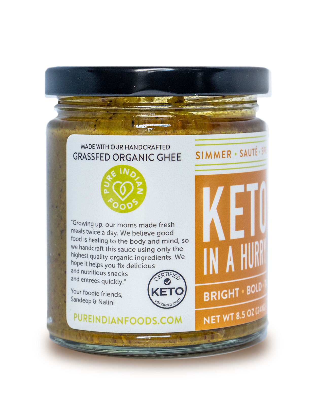 Keto In A Hurry (Madras) 8.5 oz, Certified Ketogenic Organic Curry Sauce (No Added Sugar)