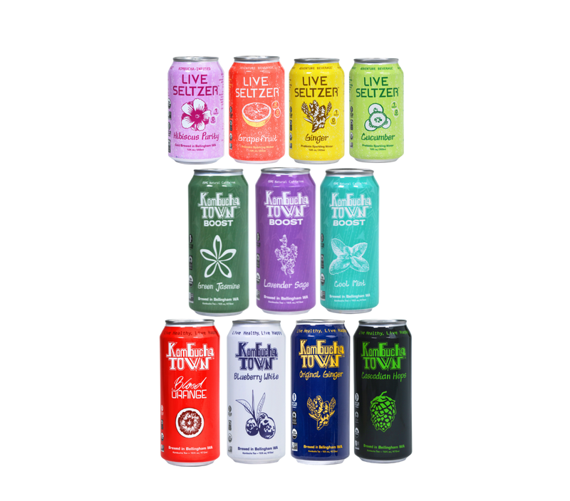 Variety Pack of Kombucha and Seltzer by KombuchaTown