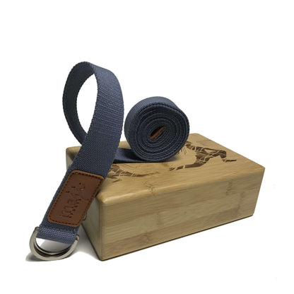 Laser Engraved Bamboo Yoga Block & Strap Combo by Jupiter Gear