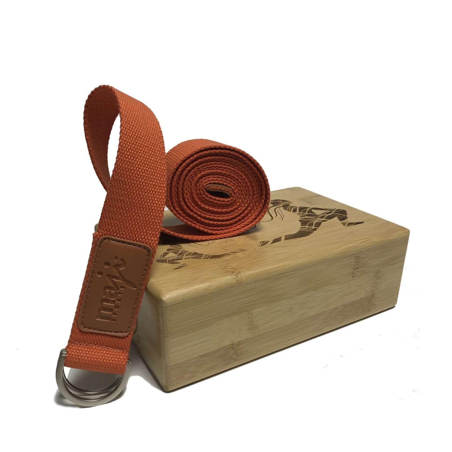 Laser Engraved Bamboo Yoga Block & Strap Combo by Jupiter Gear